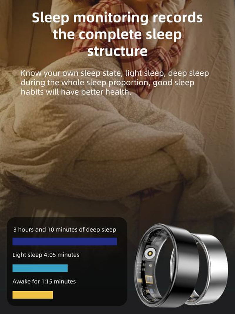 2.0 Smart Fitness Ring – Accurate Distance, Calories & Steps |Activity Tracking, Heart Rate, Sleep, Blood Oxygen& Menstrual Cycle Recording Wearable