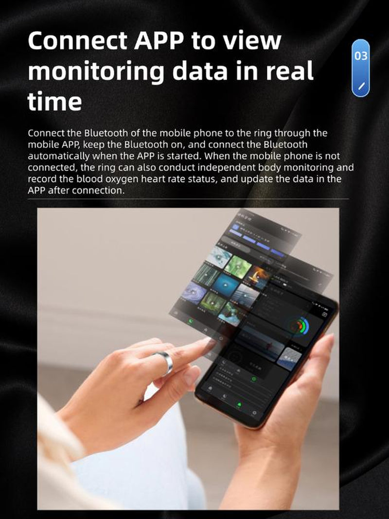 2.0 Smart Fitness Ring – Accurate Distance, Calories & Steps |Activity Tracking, Heart Rate, Sleep, Blood Oxygen& Menstrual Cycle Recording Wearable